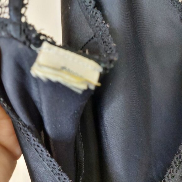 In bloom by jonquil black satin and lace chemise with low back and t closure - Picture 6 of 6